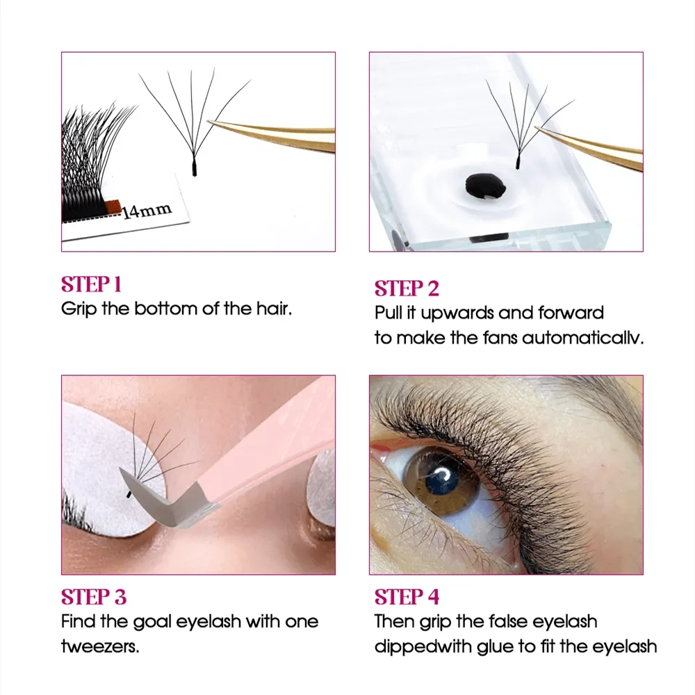 3D 4D 5D Faux Mink Lash Extensions | W-Shape | C&D Curl | 8–14mm