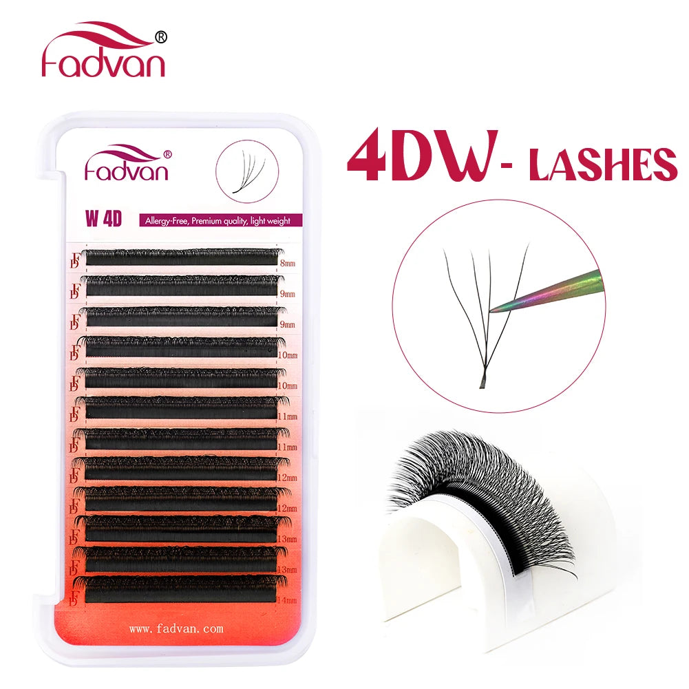 3D 4D 5D Faux Mink Lash Extensions | W-Shape | C&D Curl | 8–14mm