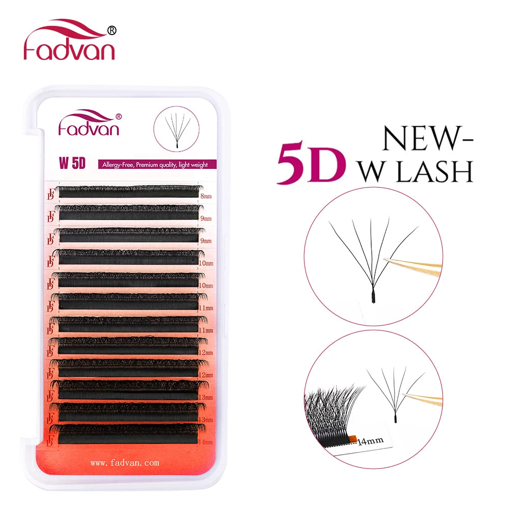 3D 4D 5D Faux Mink Lash Extensions | W-Shape | C&D Curl | 8–14mm